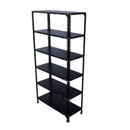 Alija 72x35x15 Inch 6 Shelf Metal Black and Ivory Slotted Angle Rack-image-90