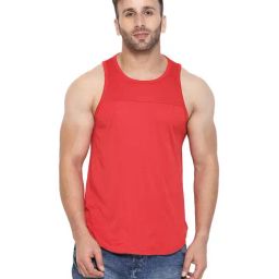 Chkokko Red Cotton Regular Fit Sports T-Shirt-image-43