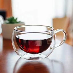 Femora Borosilicate Glass Double Wall Wide Tea Cup, Set of 2 pcs, Transparent, 300 ml-image-43
