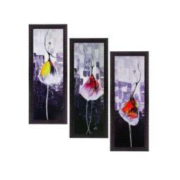 eCraftIndia Set Of 3 Abstract Dancing Lady Satin Matt Texture UV Art Painting-12