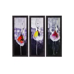 eCraftIndia Set Of 3 Abstract Dancing Lady Satin Matt Texture UV Art Painting-13