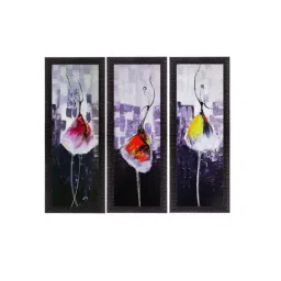 eCraftIndia Set Of 3 Abstract Dancing Lady Satin Matt Texture UV Art Painting-11
