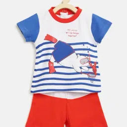 Chicco Kids White & Red Printed T-Shirt with Shorts-5