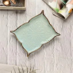 VarEesha Tranquil Sage Green Ceramic Rectangular-Shaped Serving Platter-image-34