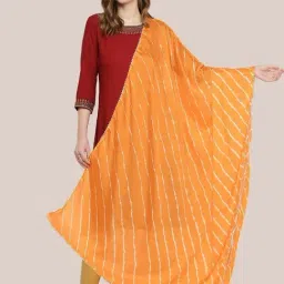 Dupatta Bazaar Yellow Striped Dupatta-image-19