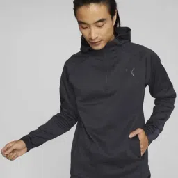 Puma Black Regular Fit Hooded Jacket-image-13