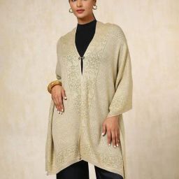Soch Beige Acrylic Zari Shawl-picture-30