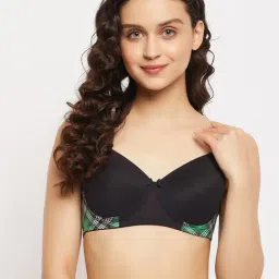 Clovia Black Printed Full Coverage Non-Wired T-Shirt Bra-image-57