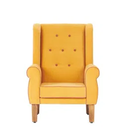 Chumbak Solid Yellow Sheesham Wood Begum Wing Chair-image-13