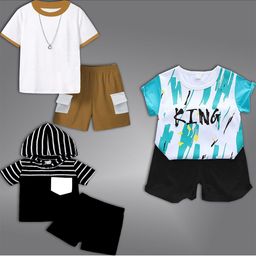 BAESD Kids Pack Of 3 Round Neck T-shirt With Shorts-29