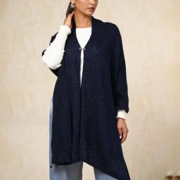 Soch Navy Blue Acrylic Zari Shawl-picture-28