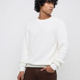 WES Casuals by Westside White Knitted Relaxed-Fit Cotton Sweater-image-83