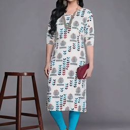 Anouk Rustic Selection Of 4 Floral Printed Round Neck Straight Kurtas image 4