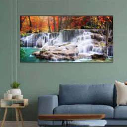 Nestroots Multicolor Canvas Autumn Cascade Nature's Vibrant Symphony Wall Painting - Single Frame-6