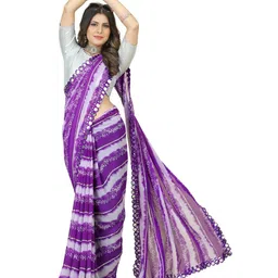 GAVUBAA Purple Pure Georgette Leheriya Sarees-picture-37