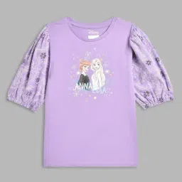 Blue Giraffe Girls Purple Cotton Printed 1 T-shirt-image-87