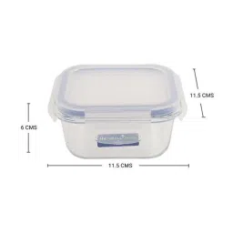 NATURALLY YOURS Transparent Glass Square Container With Flat Pp Lid 320 ml image 4