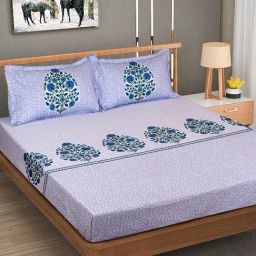 Romee Blue Cotton Floral Bed Sheets-image-14