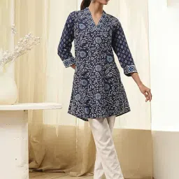 Biba Indigo Cotton Printed Kurta-image-72