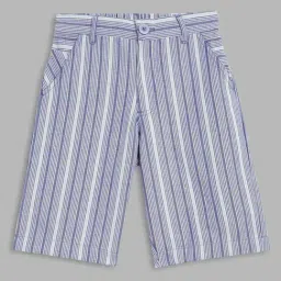 Blue Giraffe Boys Blue Cotton Striped Shorts-image-89