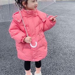 LULU & SKY Girls Striped Longline Padded Jacket-image-59