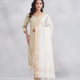 Fabindia Off White Solid Dupatta-picture-6