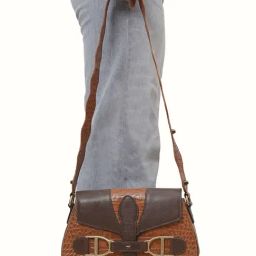 Hidesign WILD WEST  Tan & Brown Textured Medium Sling Handbag-43