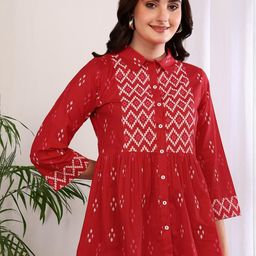 YASH GALLERY Geometric Print Cotton Top-image-43