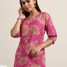 Libas Pink Floral Kurti-image-90