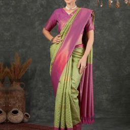 Satrani Green Silk Woven Saree With Unstitched Blouse-picture-36