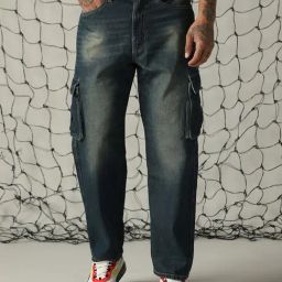 Hubberholme Blue Cotton Relaxed Fit Jeans-image-10