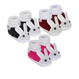 NESKA MODA 0 To 6 Month Newborn Baby Boy & Girl Set of 3 Pair Soft Cotton Rabbit Butterfly Booties-image-83