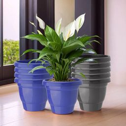 Kuber Industries 10 Pcs Blue & Black Lightweight Planters-20