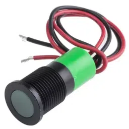 RS PRO Green Panel Mount Indicator 24V DC, Mounting Hole Size 14 mm, Termination Type Lead Wires, IP Rating IP67, Model No 7039005-1