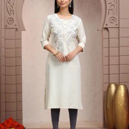 Cotton Culture Off White Embroidered Kurta-image-23
