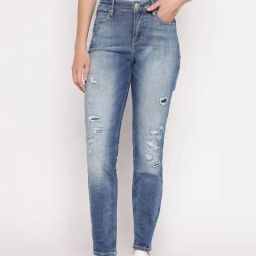 Guess Blue Solid Skinny Fit Jeans-image-89