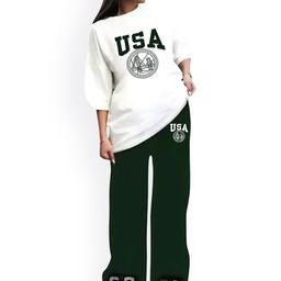 My SwagPrinted Round Neck Pure Cotton Loose Fit T-Shirt With Trousers-image-60