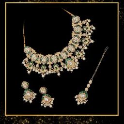Zaveri Pearls Green Alloy Sets for Women-image-74