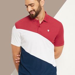 OGEN Men Colourblocked Polo Collar Applique T-shirt-image-65