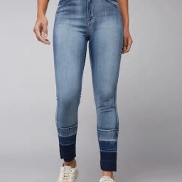 DOLCE CRUDO Blue High Rise Stretchable Jeans-image-76