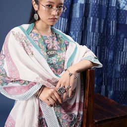 Taavi Indie-Floral Printed Pure Cotton Block Print Legacy Kurta Set-23