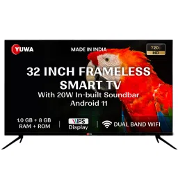 Yuwa 80 cm (32 Inches) Frameless HD Ready Smart Android A+ Grade IPS LED TV Y-32S-FL-SB 2022 Model with 20W In-Built Soundbar (Black)-image-40