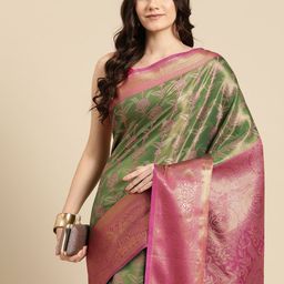 Silk Land Ethnic Motifs Zari Brocade Banarasi Saree-image-61