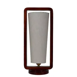 Tucasa SHS-115 Mango Wood Cotton B-22 Table Lamp 16 Inch (Brown and Beige)-30