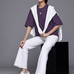 adidas originals Adidas Brand Logo Detail Drop-Shoulder Sleeves Oversized Essential T-shirt-picture-27