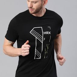 HRX by Hrithik Roshan Men Black Solid Typography Lifestyle Pure Cotton T-shirt-image-29