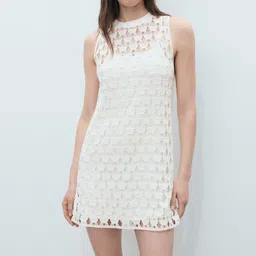 MANGO Crochet Shift Mini Dress-image-43