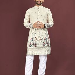 WELL TEX Men Floral Printed Mandarin Collar Casual Kurta-image-60