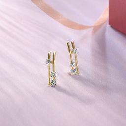 Mia by Tanishq 14KT Yellow Gold and Diamond Chic Ladder Earrings-image-58