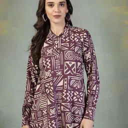 TANKHI Women Printed Shirt Collar Top-picture-35